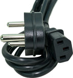 Computer power cable showing IEC C13 connector and 3 pin Indian plug