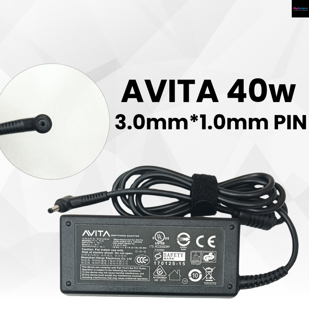 Compatible Avita Laptop Adapter 40W (19V / 2.1A) 3.0×1.0mm