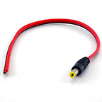 Wired DC male barrel plug with free red and black wire ends