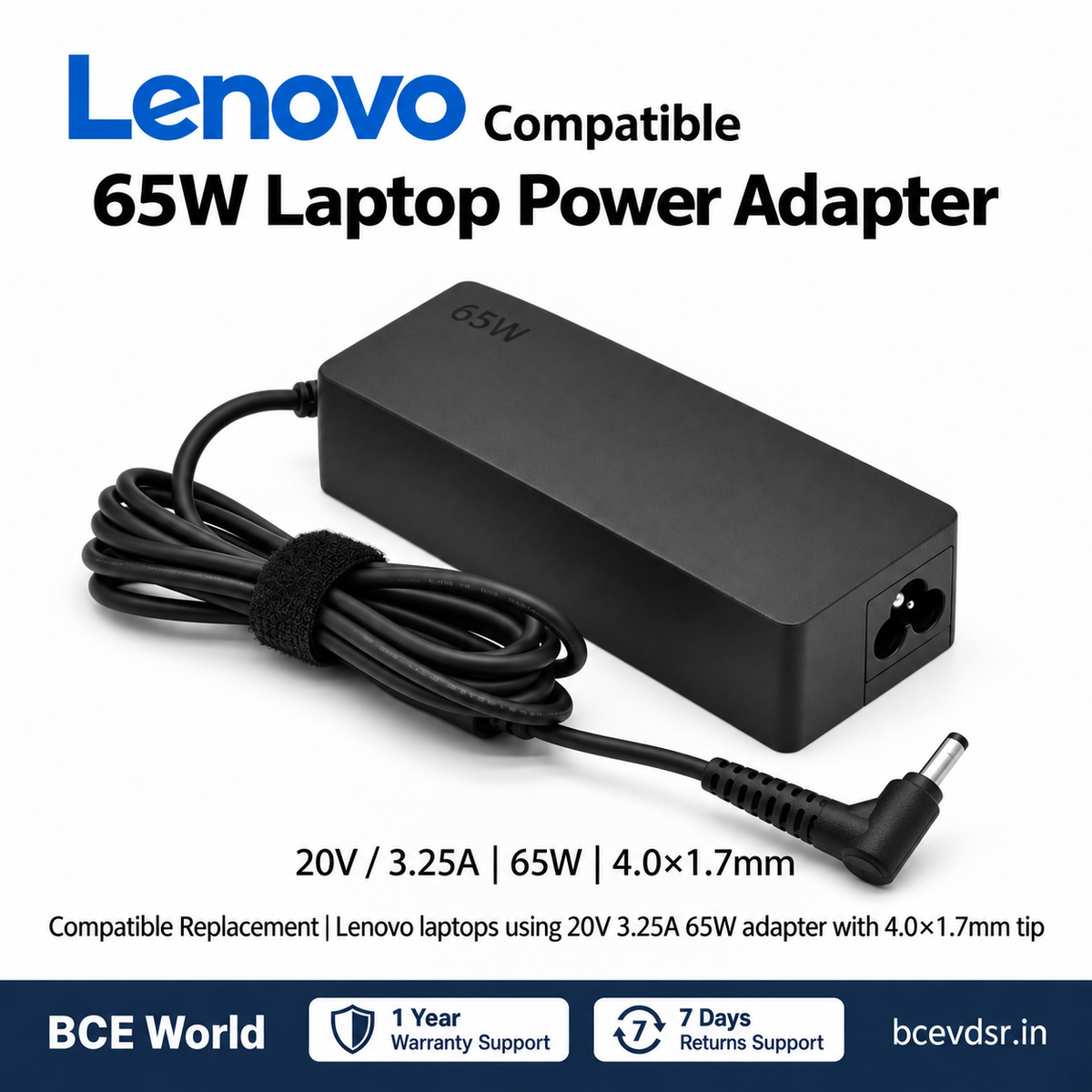 Compatible Lenovo Laptop Adapter 65W (20V / 3.25A) 4.0×1.7mm