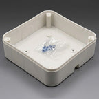 Interior view of CCTV PVC indoor junction box with cover removed