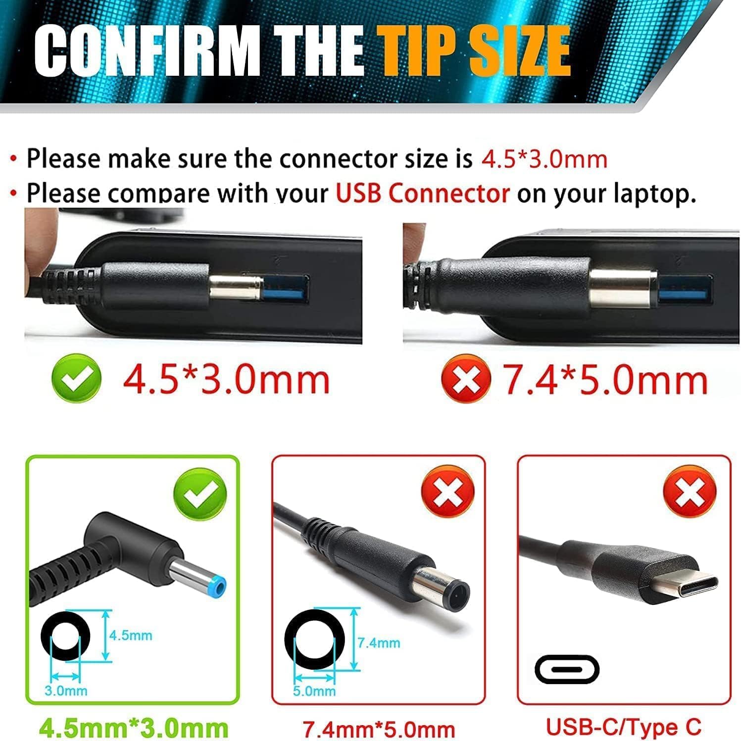 Compatible HP Laptop Adapter 200W (19.5V / 10.3A) 4.5×3.0mm (Small Pin)