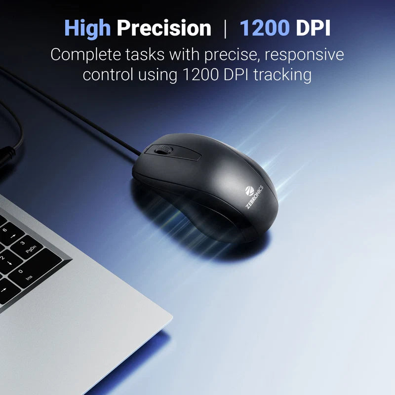 Zebronics Zeb Alex Wired Mouse 1200 DPI USB