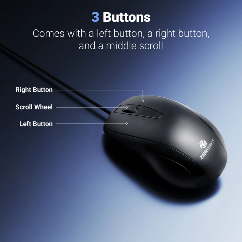 Zebronics Zeb Alex Wired Mouse 1200 DPI USB