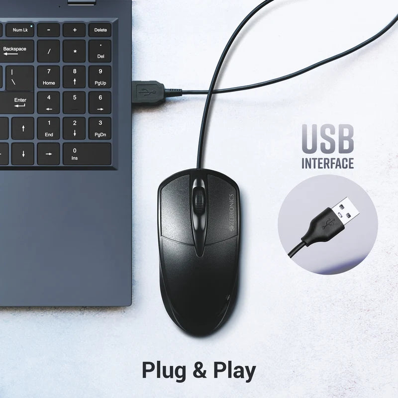 Zebronics Zeb Byte Wired Mouse 1000 DPI USB