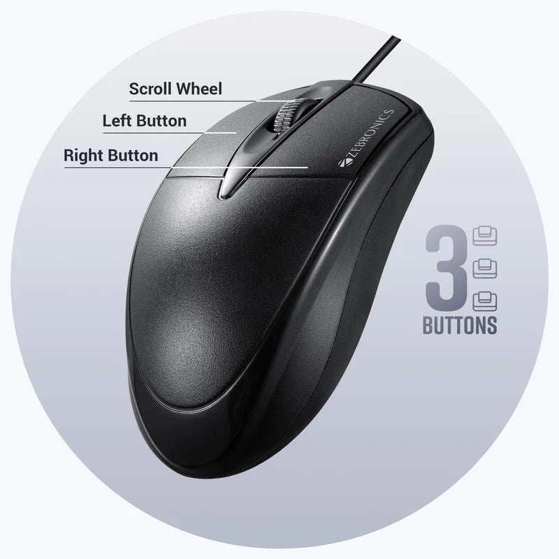 Zebronics Zeb Byte Wired Mouse 1000 DPI USB
