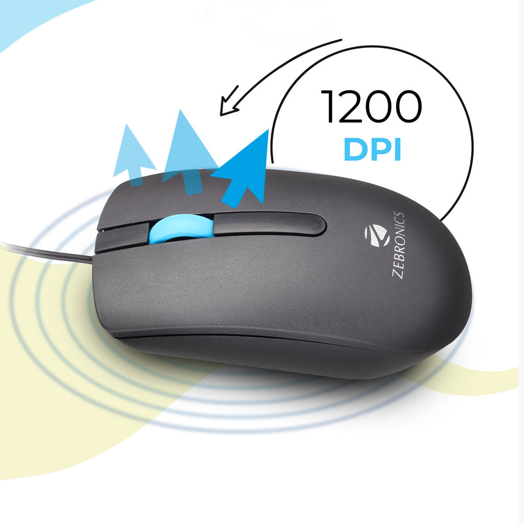 Zebronics Zeb Juggle Wired Mouse 1200 DPI USB
