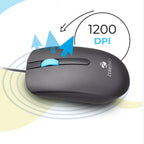 Zebronics Zeb Juggle Wired Mouse 1200 DPI USB