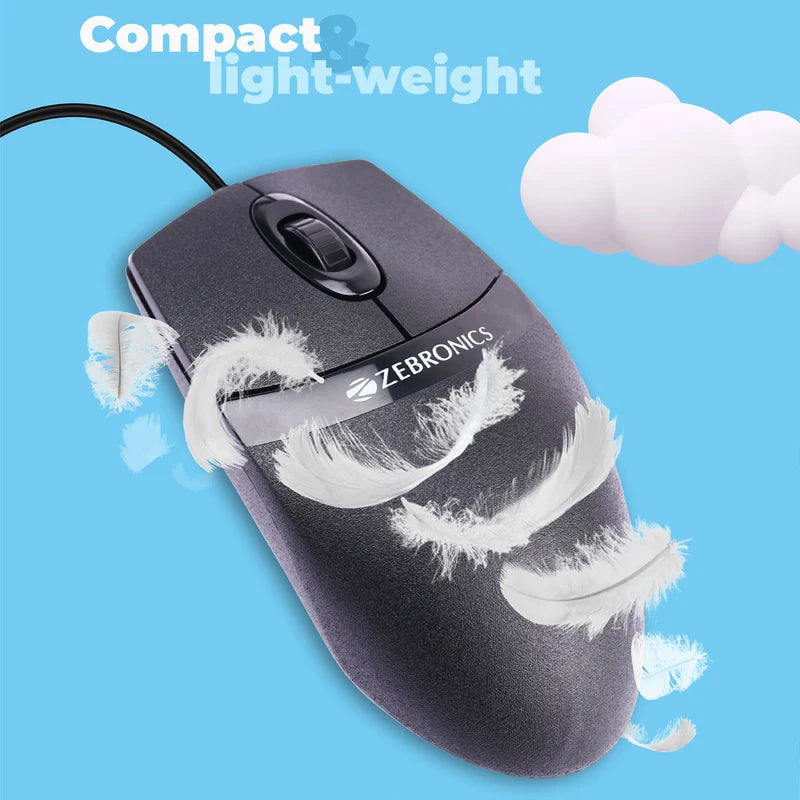 Zebronics Zeb Spin Wired Mouse 1000 DPI USB