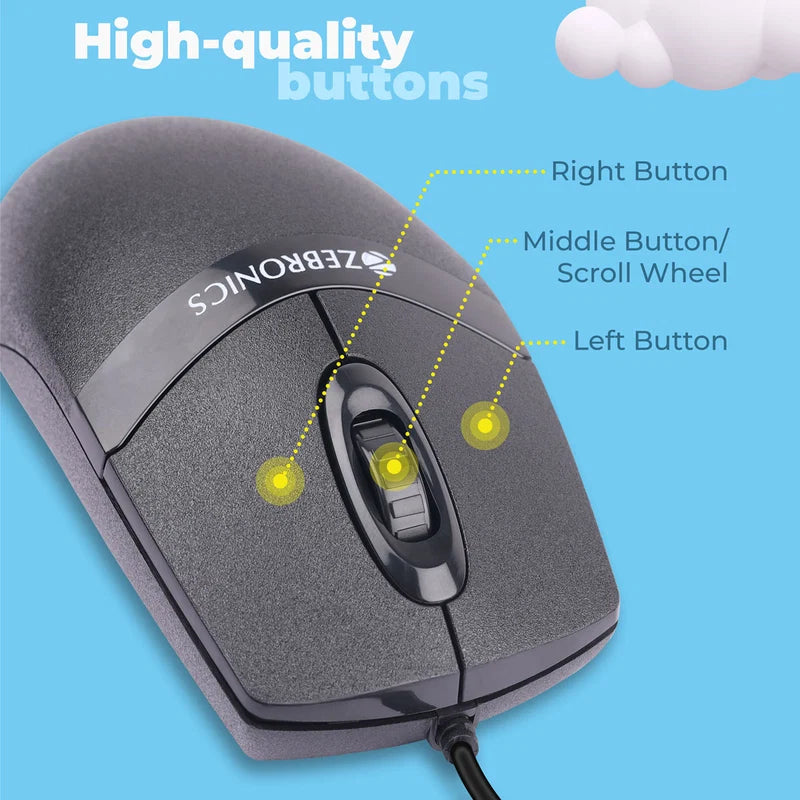 Zebronics Zeb Spin Wired Mouse 1000 DPI USB