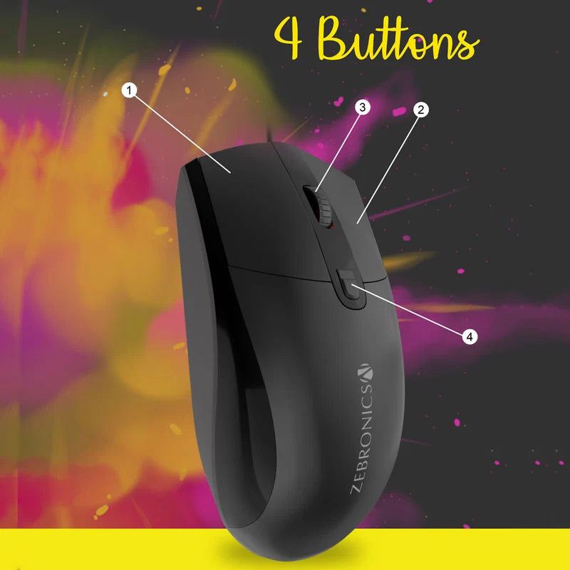 Zebronics Zeb Velocity Wired Mouse 3200 DPI Type-C