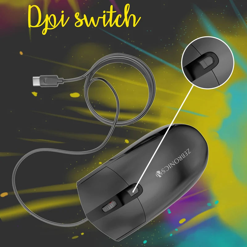 Zebronics Zeb Velocity Wired Mouse 3200 DPI Type-C