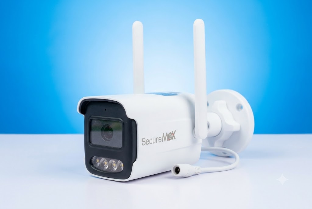 Front view of SecureMax 3MP 4G colour bullet security camera