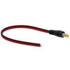 DC male barrel power connector with red and black wire leads