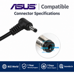 Compatible Asus adapter 4.0×1.35mm connector measurement details