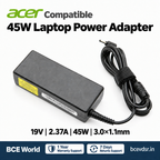 Compatible laptop adapter for Acer 45W 19V 2.37A 3.0×1.1mm