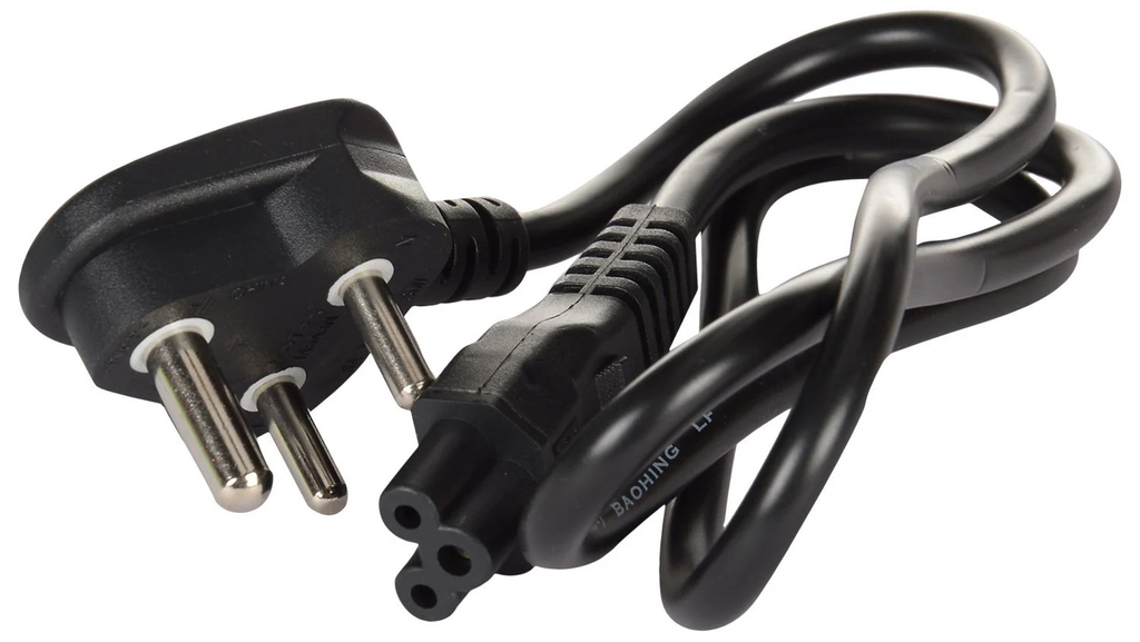 Compatible Laptop Power Cable 1.5m – 3 Pin Indian Plug to IEC C5 Cloverleaf