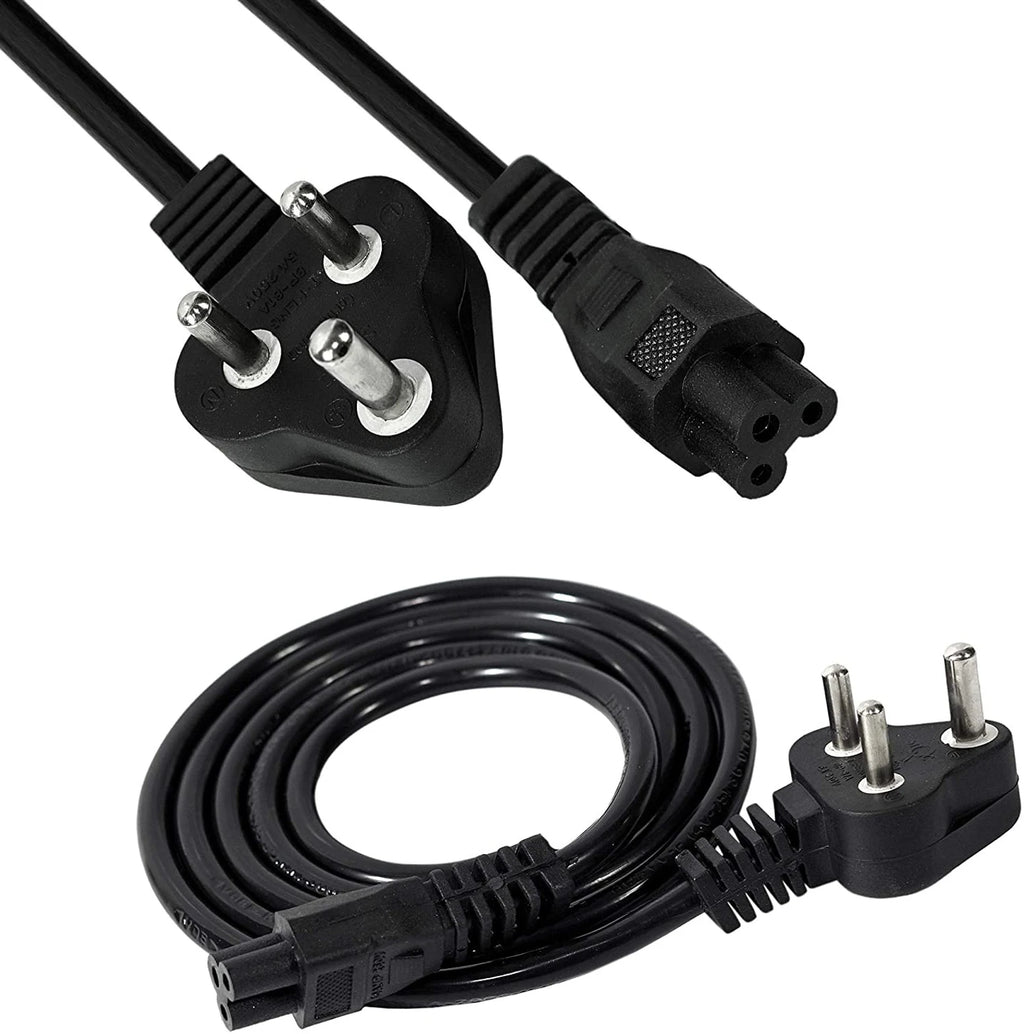 Compatible Laptop Power Cable 1.5m – 3 Pin Indian Plug to IEC C5 Cloverleaf