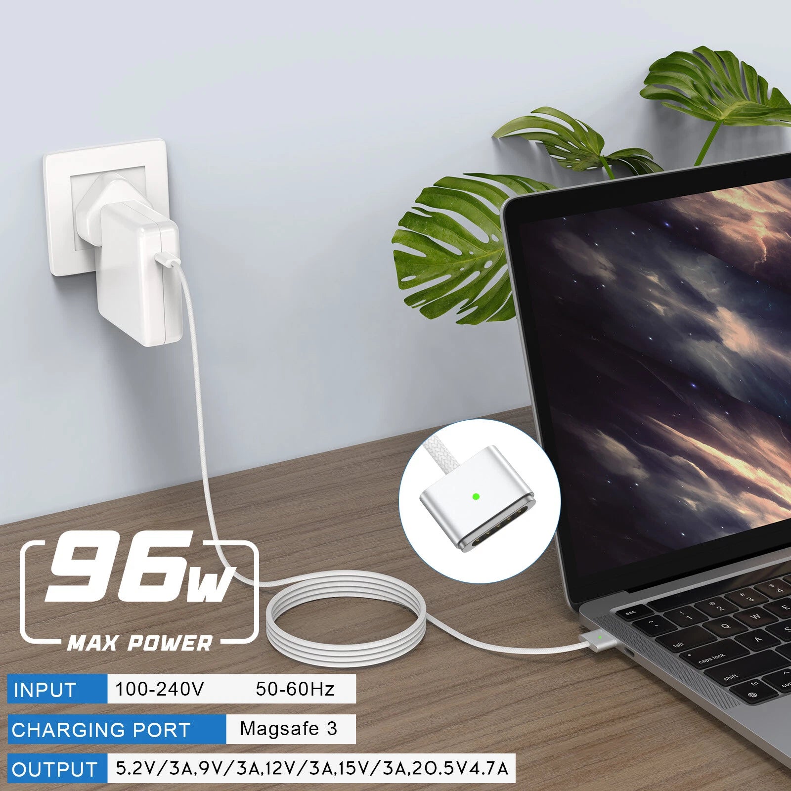 Compatible Apple Laptop Adapter 67W (20V / 3.35A) USB-C (MagSafe 3 Compatible)