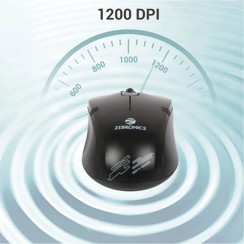 Zebronics Zeb Power+ Wired Mouse 1200 DPI USB