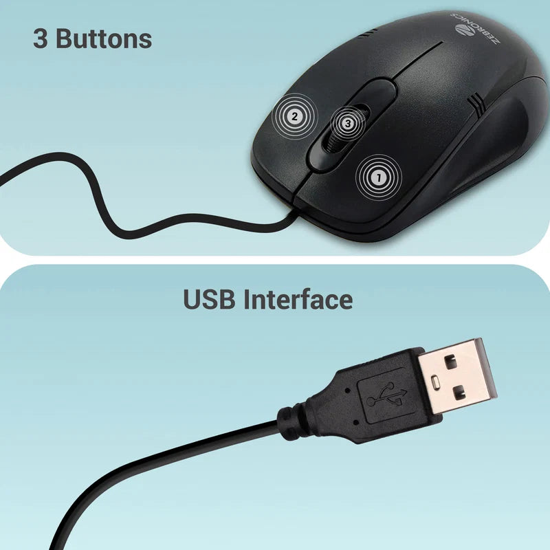 Zebronics Zeb Power+ Wired Mouse 1200 DPI USB